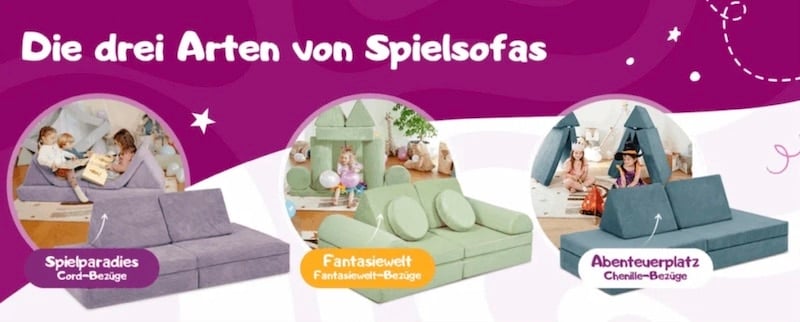 Linodino Spielsofa Varianten Spielparadies, Fantasiewelt und Abenteuerplatz