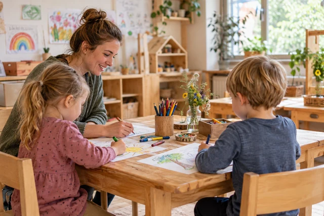 Symbolbild: Kinder malen gemeinsam in einer Kita