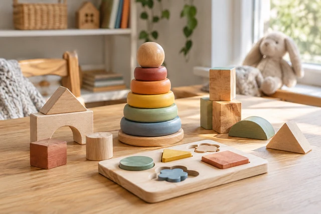 Symbolbild: Ausgewähltes Lernspielzeug aus Holz