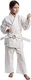 Ippon Gear Club Karate GI Set Einsteiger Karateanzug Kinder Anzug inkl Gürtel [Schnürbund I 220gr/m² (8 oz) Stoffdichte] weiß, 130