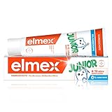 elmex Zahnpasta Junior 6-12 Jahre 75 ml – medizinische Zahnreinigung mit 1400 ppm Fluoridgehalt für hochwirksamen Kariesschutz – stärkt die neuen, bleibenden Zähnen