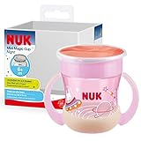 NUK Mini Magic Cup Trinklernbecher mit Leuchteffekt 6+ Monate 160 ml auslaufsicherer 360°-Trinkrand ergonomische Griffe BPA-frei Hase (pink) 10255666