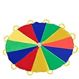 Sonyabecca 3,5m Schwungtuch für Kinder und Familie,Bunt Fallschirm Parachutes Spielzeug (6-12 Kinder)
