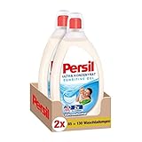 Persil Ultra Konzentrat Sensitive Gel Waschmittel (2 x 65 WL), hochkonzentriertes Flüssigwaschmittel in kleinerer Flasche für weniger Plastik, dermatologisch getestet