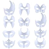 Weiße Maske, Outgeek 12pcs Maske Unlackiert Maskerade Maske DIY Dekoration Venezianischen Karneval Cosplay Kostüm Kindertag Geschenk für Kinder Frauen Männer