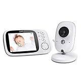 GHB Babyphone 3,2 Zoll Smart Baby Monitor mit TFT LCD Bildschirm Nachtsichtkamera und Temperaturüberwachung (Babyeinheit ohne Akku)