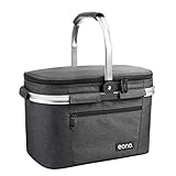 Amazon Brand – Eono Picknickkorb 22L, isolierter Korb, Kühltasche für den Außenbereich, Dunkelgrau, M