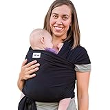 Sleepy Wrap Baby Tragetuch Neugeborene - Tragetuch Baby und Kleinkinder - Einfach zu binden - Babytrage Neugeborene aus Baumwolle ab Geburt bis 16 kg (Schwarz/Black)