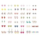 YADOCA 42 Paare Edelstahl Ohrringe Set für Damen Ohrringe Kinder Tier Ohrringe Fuchs Pferd Regenbogen
