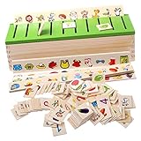 POFET Montessori Sortieren Kleinkinder Kindererziehung 1 Sortierbox, 8 Sortierstreifen, 80 Mini-Sortierkarten