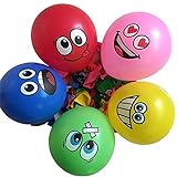 Limeow Smiley Ballon 100 Stücke Emoji Smiley Party Luftballons Verschiedene Lustige Emoji Design Kinder Latex Luftballons Geburtstagsfeierversorgungen Neuheit Hochzeit (Farbe)