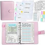 A6 Budgetplaner-Kit, geld organizer, leder ringbuch mit Geldumschlägen, Budgetminen, passenden Aufklebern und Etikett, 7,4x5,71' (Harphia, NPNB-140F-A6-Pink)