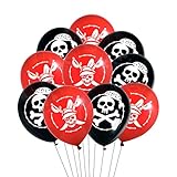 Oblique Unique® Piraten Luftballon Set mit Totenkopf Ballons für Kinder Geburtstag Motto Party Feier Spielen Schwarz Rot Weiß