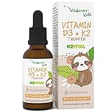 Vitamin D3 K2 Tropfen für Kinder für 300 Tage (10 Monate) - 500 IE Vitamin D & 25μg Vitamin K2 - Hoch bioverfügbar durch Original K2VITAL® - Ohne schädliche Zusätze - Laborgeprüft - Vitamine für Kids