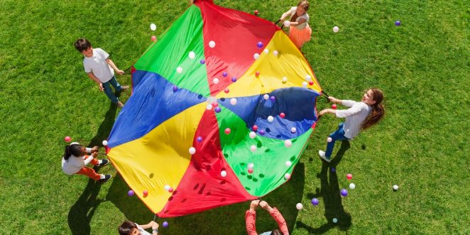 Bunt Schwungtuch bunt Fallschirm Parachutes Spielzeug für Schwungtuchspiele 
