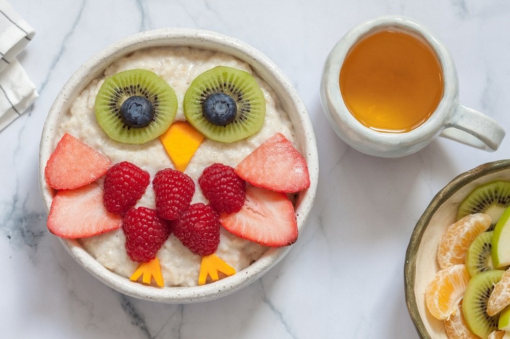 Früchte als Vogel dargestellt